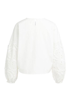 Yaya Top with embroidered sleeve 99066 Snowfade white