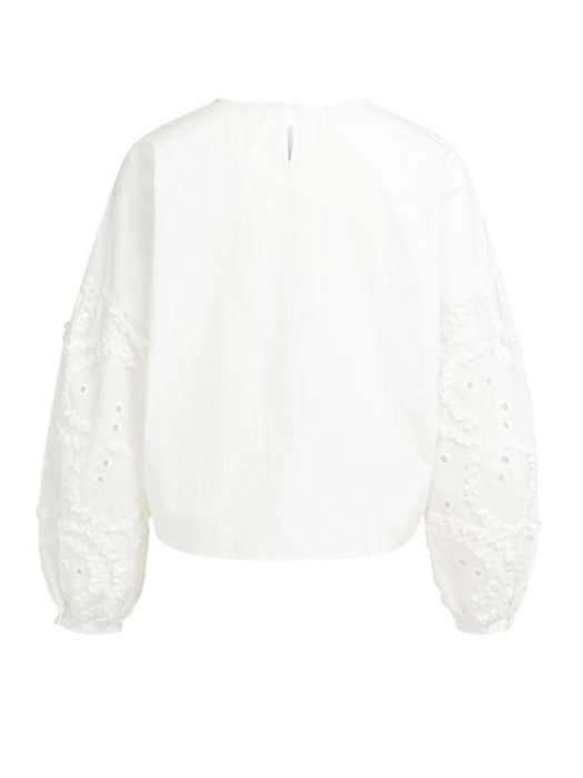 Yaya Top with embroidered sleeve 99066 Snowfade white