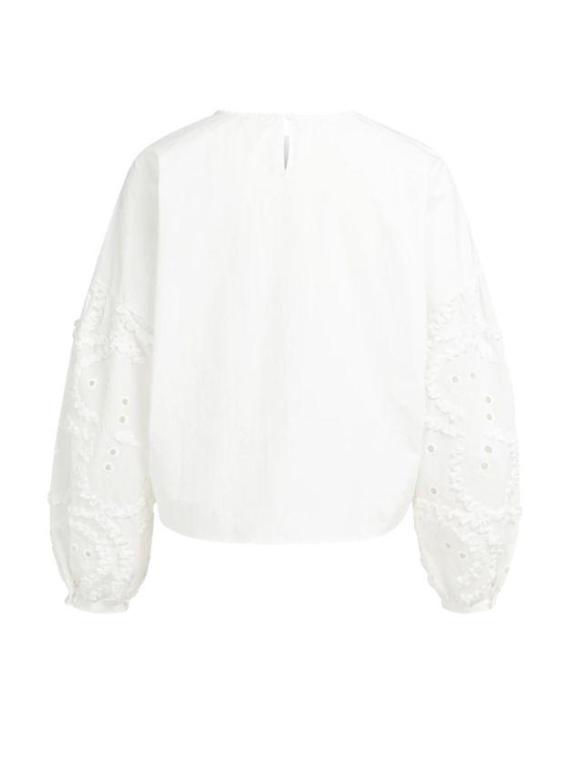 Yaya Top with embroidered sleeve 99066 Snowfade white