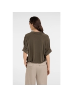 Yaya Jersey top with pleated sleeve 99065 Army green