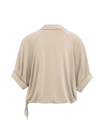 Yaya Jersey top with pleated sleeve 61104 Crockery brown