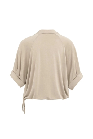 Yaya Jersey top with pleated sleeve 61104 Crockery brown