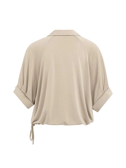 Yaya Jersey top with pleated sleeve 61104 Crockery brown