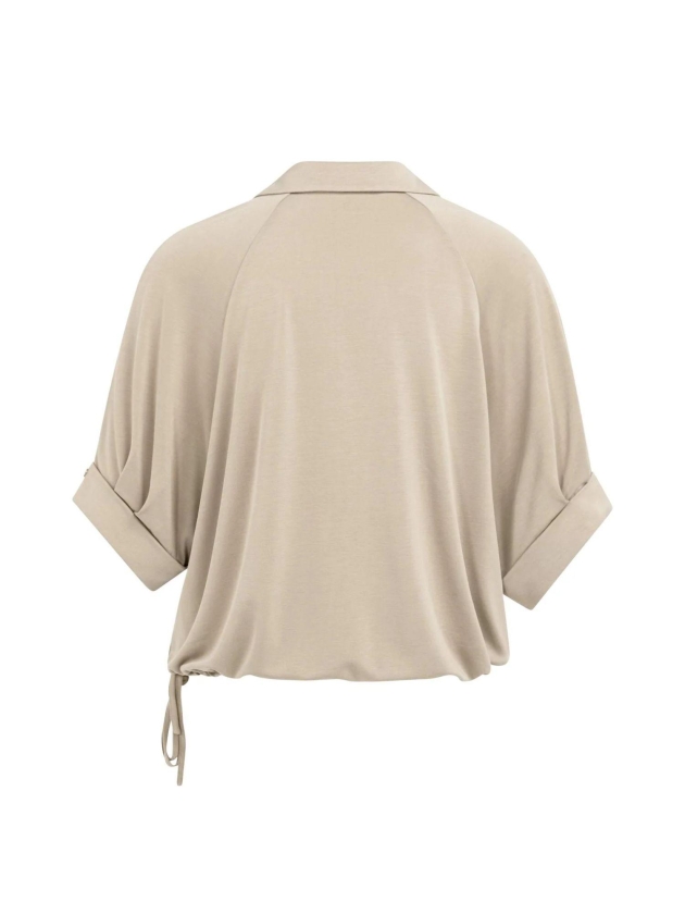 Yaya Jersey top with pleated sleeve 61104 Crockery brown