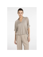 Yaya Jersey top with pleated sleeve 61104 Crockery brown
