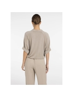 Yaya Jersey top with pleated sleeve 61104 Crockery brown