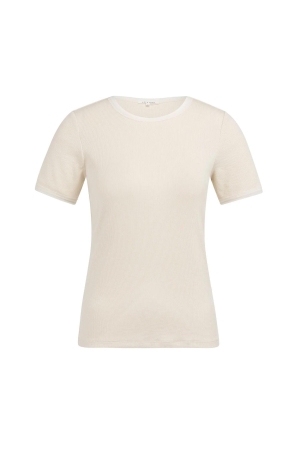 Yaya T-shirt with mesh edge 99058 Creme beige