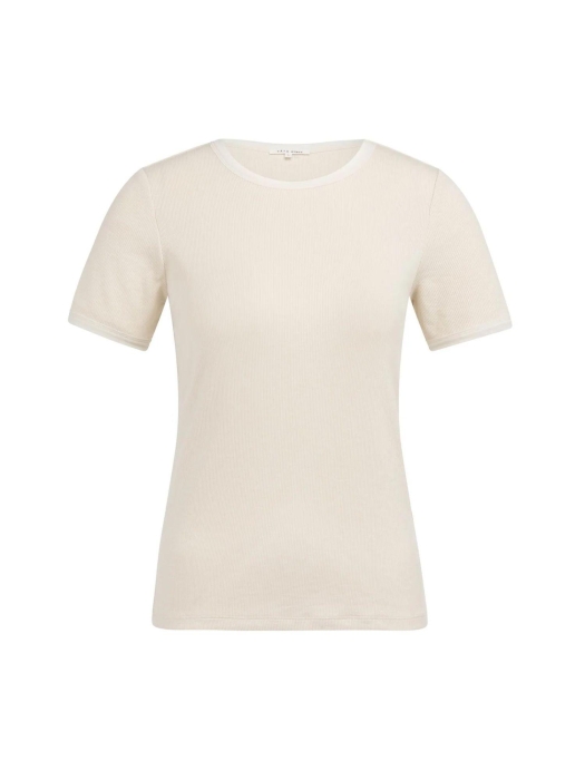 Yaya T-shirt with mesh edge 99058 Creme beige