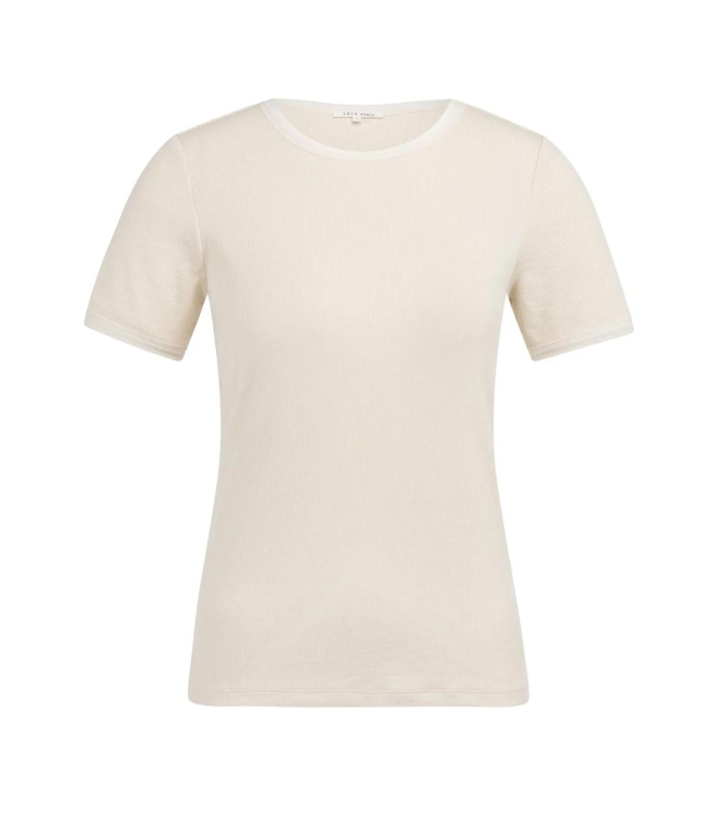 Yaya T-shirt with mesh edge 99058 Creme beige