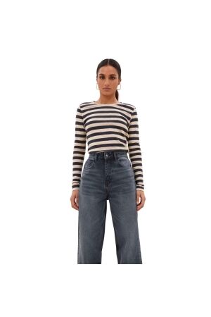 By-Bar Amsterdam Basic ls big stripe top Chalk