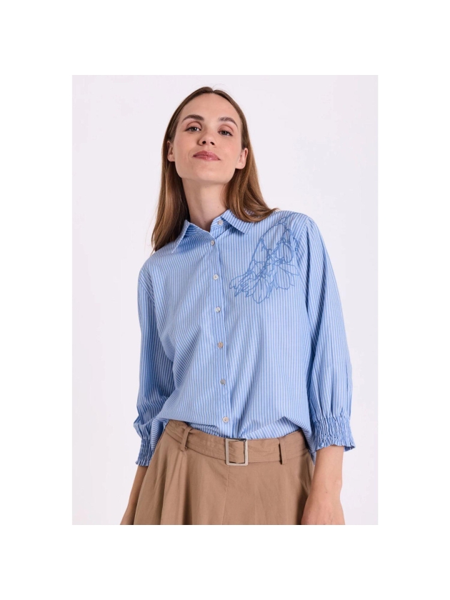 Freequent FQEVALINA-SHIRT Vista Blue w. Star Off-White