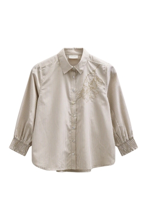 Freequent FQEVALINA-SHIRT Silver Mink w. Star Off-White