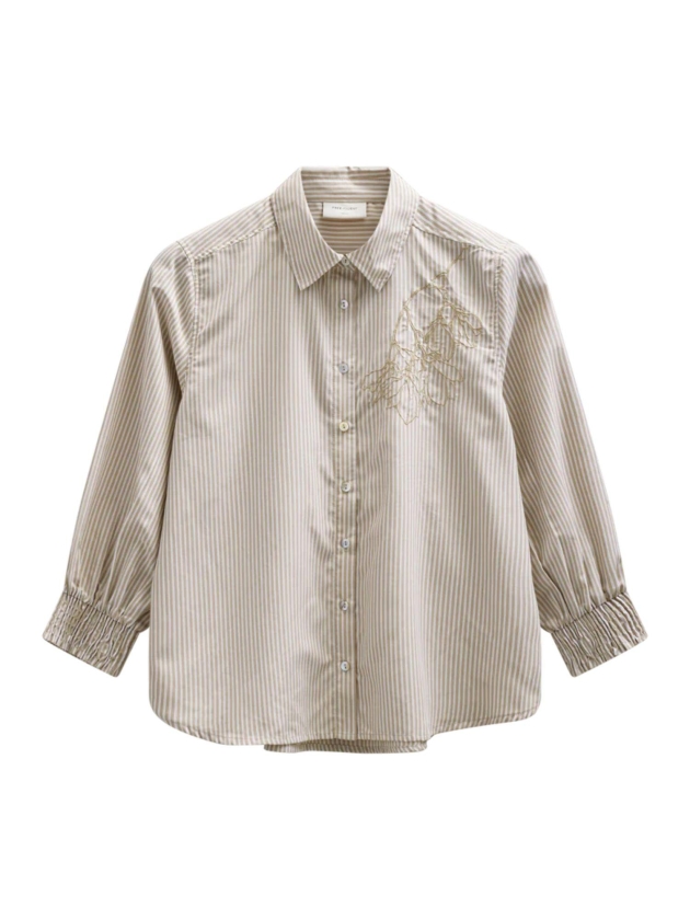 Freequent FQEVALINA-SHIRT Silver Mink w. Star Off-White