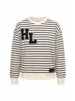 Haute L Amitie Stripe Application Sweat Offwhite Black