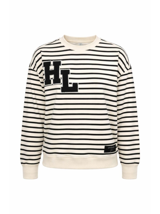 Haute L Amitie Stripe Application Sweat Offwhite Black