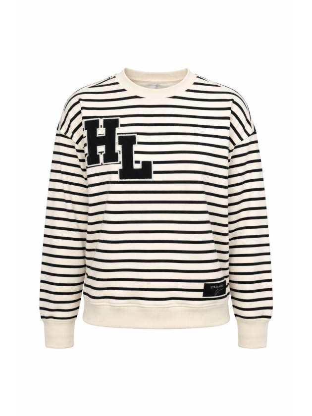 Haute L Amitie Stripe Application Sweat Offwhite Black