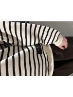 Haute L Amitie Stripe Application Sweat Offwhite Black