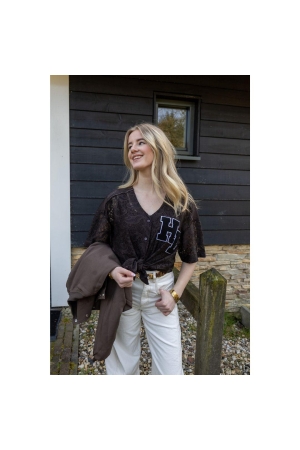 Haute L Amitie Court Lace Tee Mocca