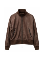 Haute L Amitie Pin Stripe Zip Sweat Mocca