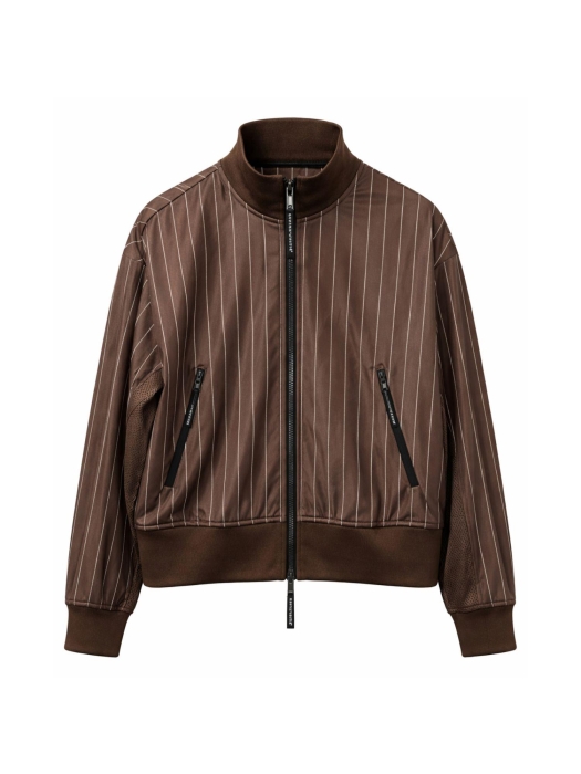 Haute L Amitie Pin Stripe Zip Sweat Mocca