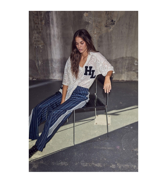 Haute L Amitie Pin Stripe Zip Sweat Navy