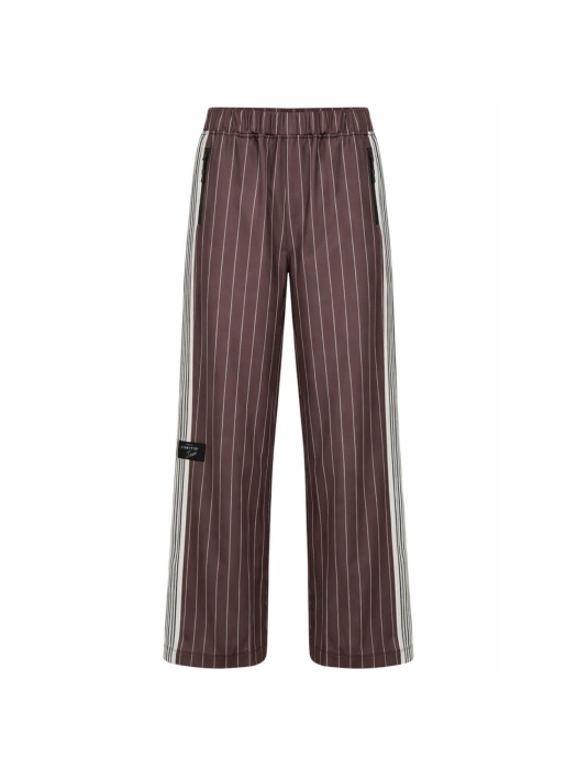 Haute L Amitie Baggy Pin Stripe Track Tall Pants Mocca