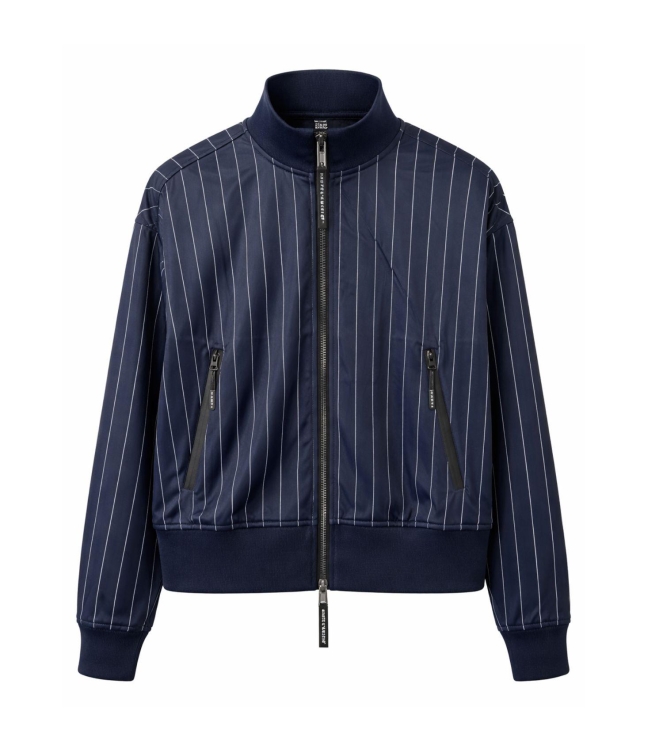 Haute L Amitie Baggy Pin Stripe Track Tall Pants Navy