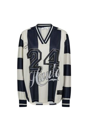 Haute L Amitie Haute 24 Stripe Blouse Navy/ Pearl