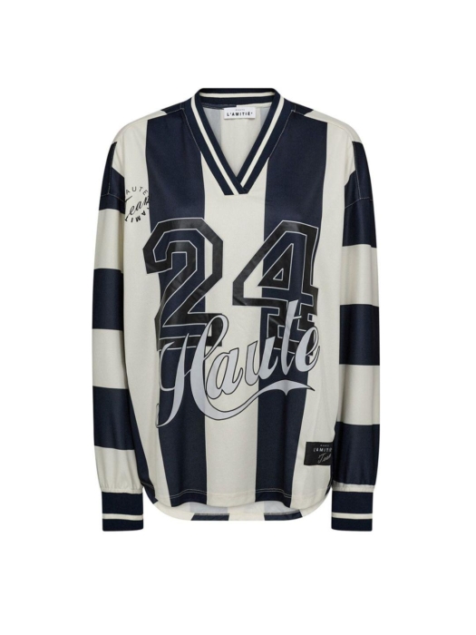 Haute L Amitie Haute 24 Stripe Blouse Navy/ Pearl