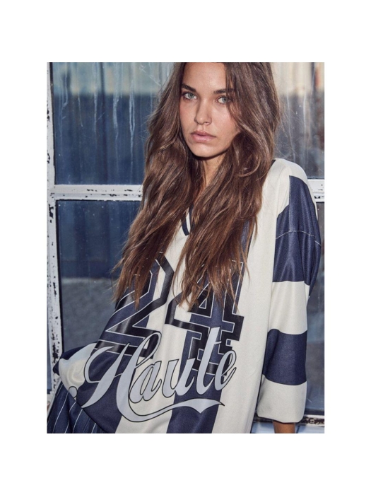 Haute L Amitie Haute 24 Stripe Blouse Navy/ Pearl