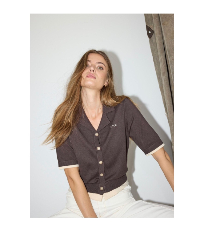 Co Couture LueCC Crop Cardigan Dark Brown