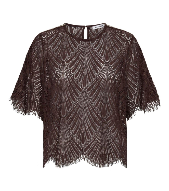 Co Couture LetiCC Lace Blouse Dark Brown