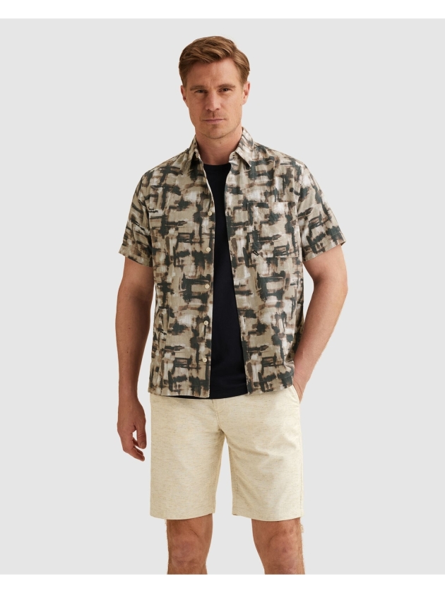 Vanguard Short Sleeve Shirt Print on slub c 8202 Burlwood