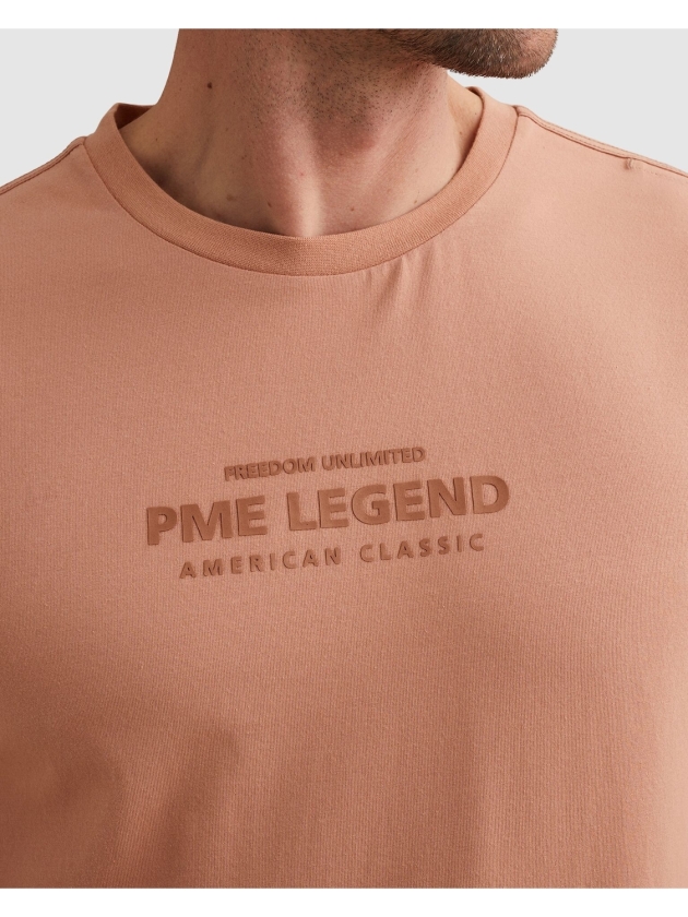 PME Legend Short sleeve r-neck cotton elastan 3031 Rose dawn