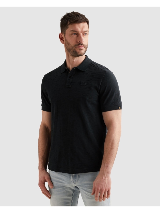 PME Legend Short sleeve polo jacquard jersey 5282 Carbon