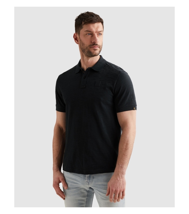 PME Legend Short sleeve polo jacquard jersey 5282 Carbon