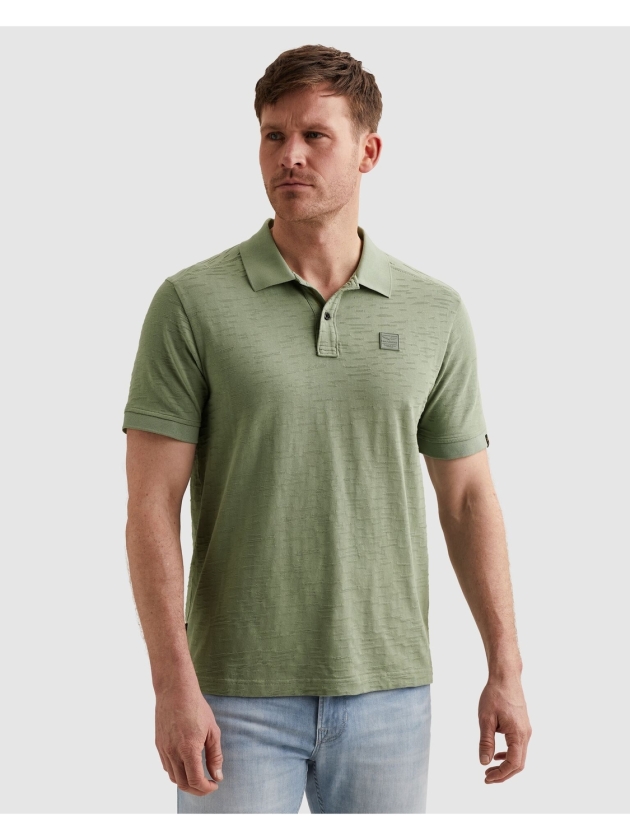 PME Legend Short sleeve polo jacquard jersey 6123 Iceberg green