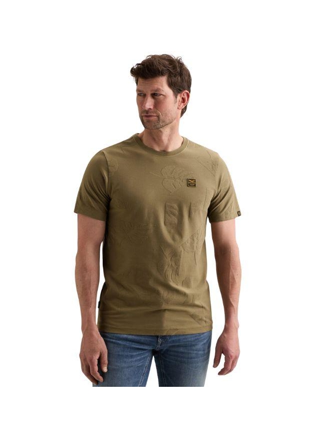PME Legend Short sleeve r-neck jacquard jerse 6389 Dusky green