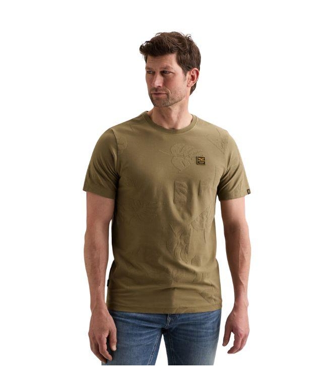 PME Legend Short sleeve r-neck jacquard jerse 6389 Dusky green