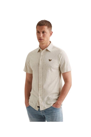 PME Legend Short Sleeve Shirt Print on pique 7001 Egret