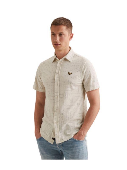 PME Legend Short Sleeve Shirt Print on pique 7001 Egret