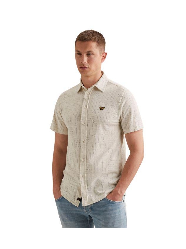 PME Legend Short Sleeve Shirt Print on pique 7001 Egret