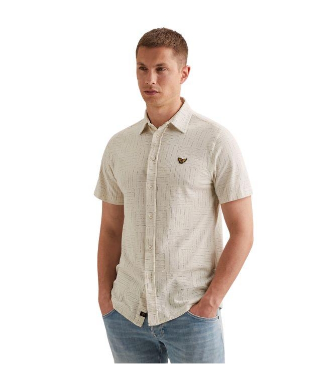PME Legend Short Sleeve Shirt Print on pique 7001 Egret
