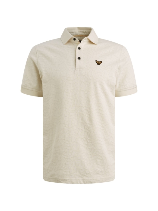 PME Legend Short sleeve polo jersey jacquard 7001 Egret