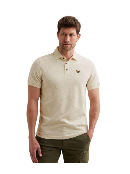 PME Legend Short sleeve polo jersey jacquard 7001 Egret