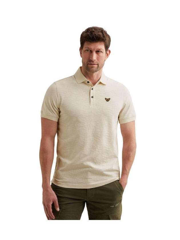 PME Legend Short sleeve polo jersey jacquard 7001 Egret