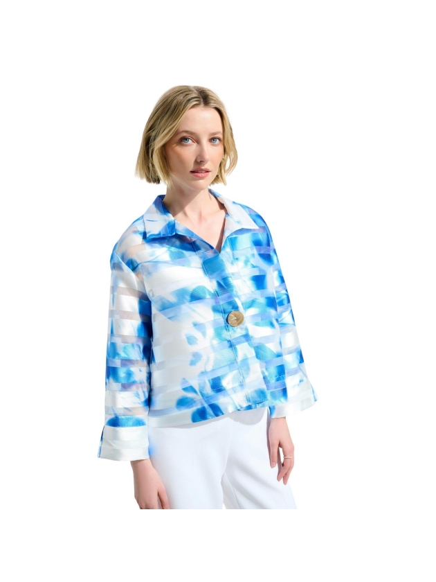 Joseph Ribkoff LDS Jacket 4473 Vanilla/blue