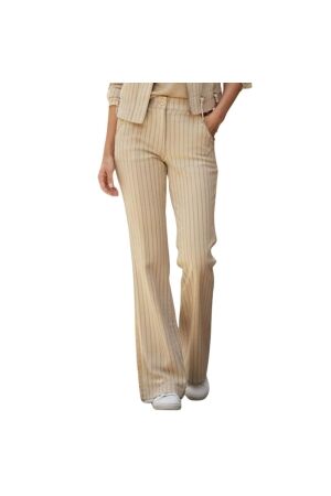 ZIP73 Wide Leg Pinstr. Leather Details Gold Glitter 710-Gold