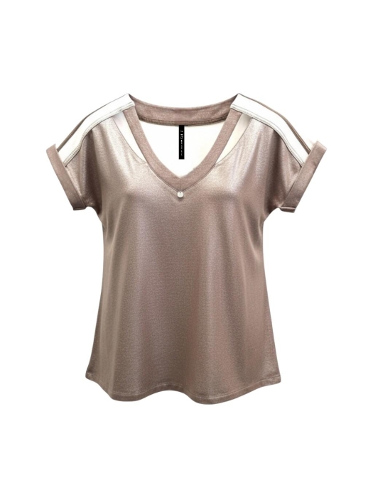 ZIP73 Shirt Cut-out Taupe/Off-white 205-Taupe