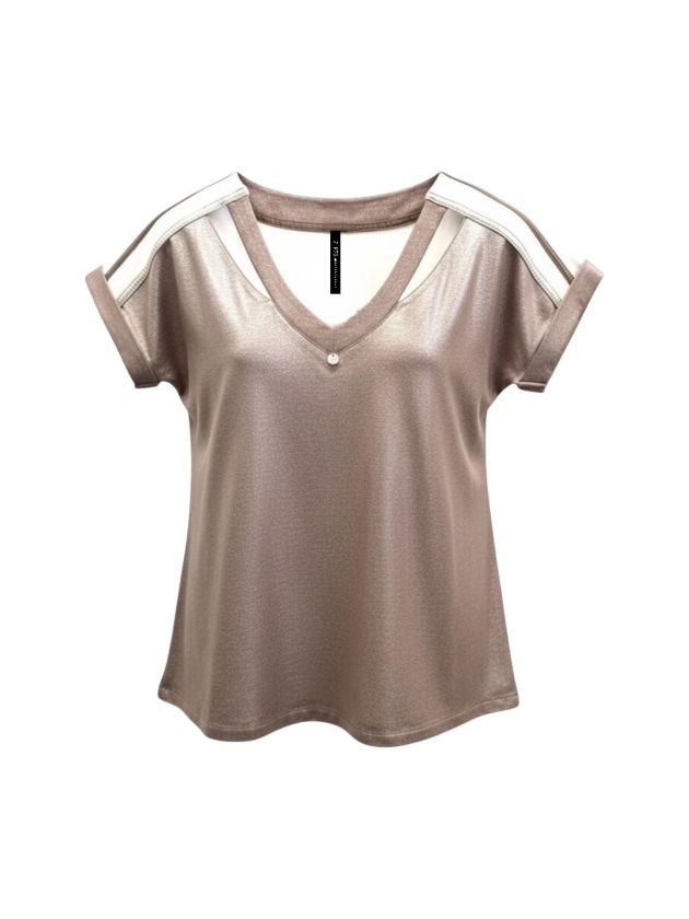 ZIP73 Shirt Cut-out Taupe/Off-white 205-Taupe